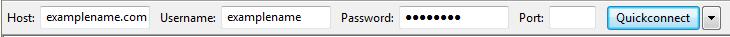 登录数据输入到 FileZilla 的快速连接栏