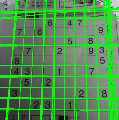 Sudoku image with Hough lines