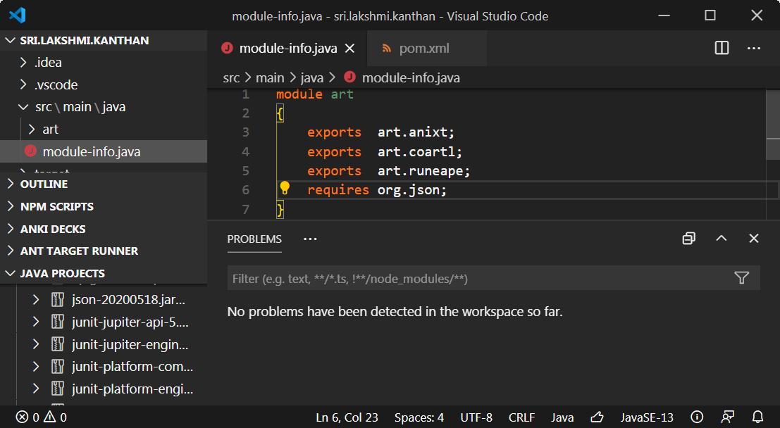 No problems in module-info.java
