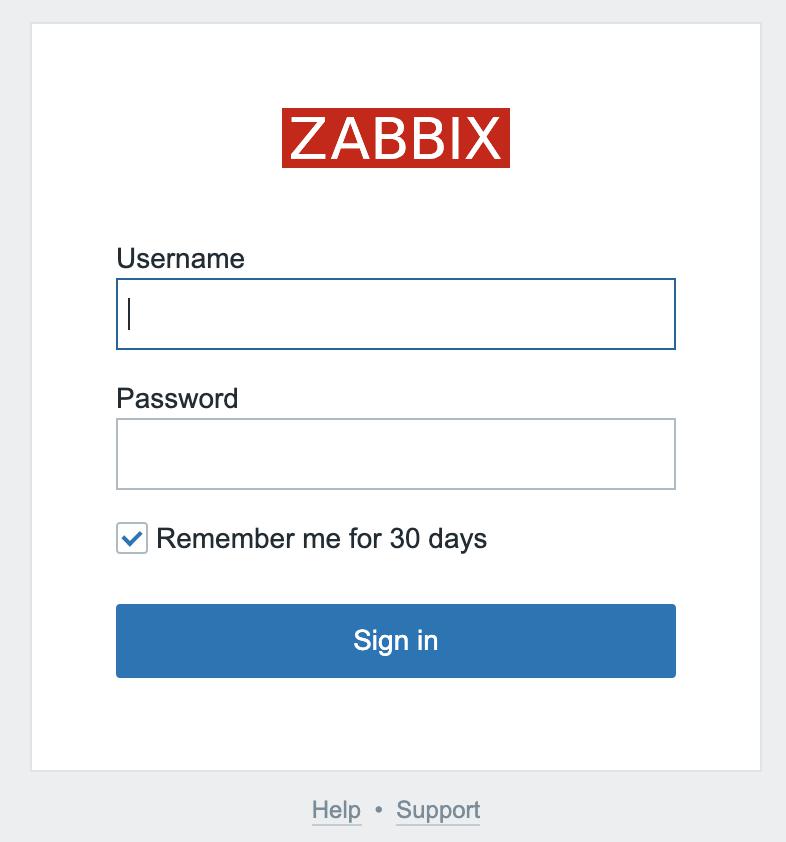 The Zabbix login screen