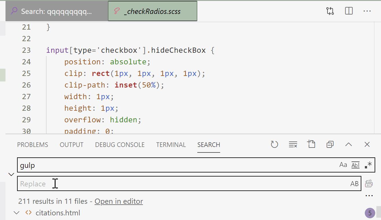 search results copy in a new editor