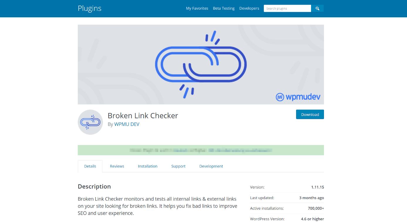 wordpress.org: Plugin overview of Broken Link Checker