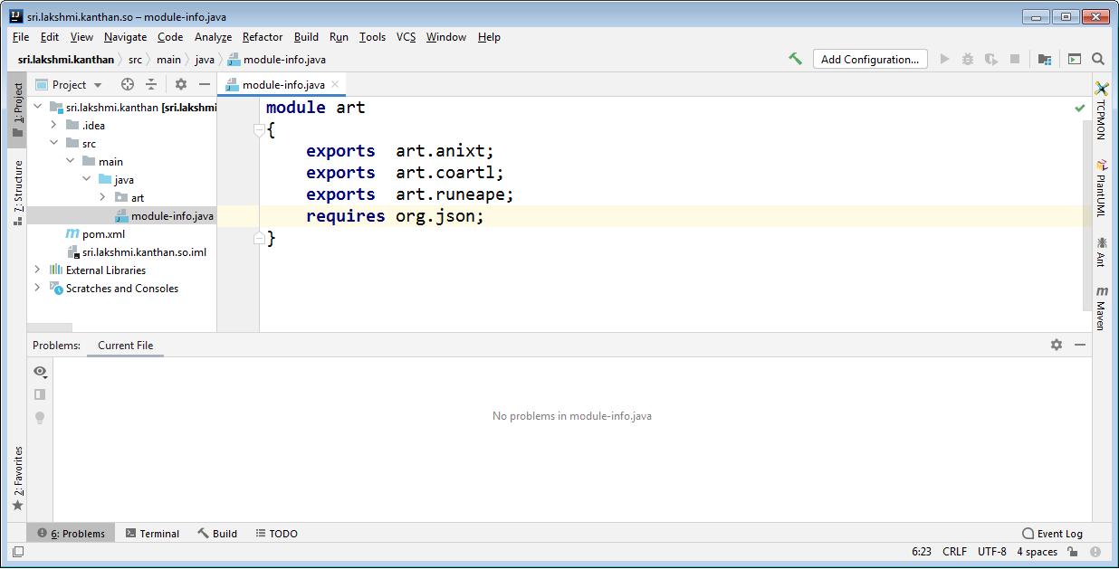 No problems in module-info.java