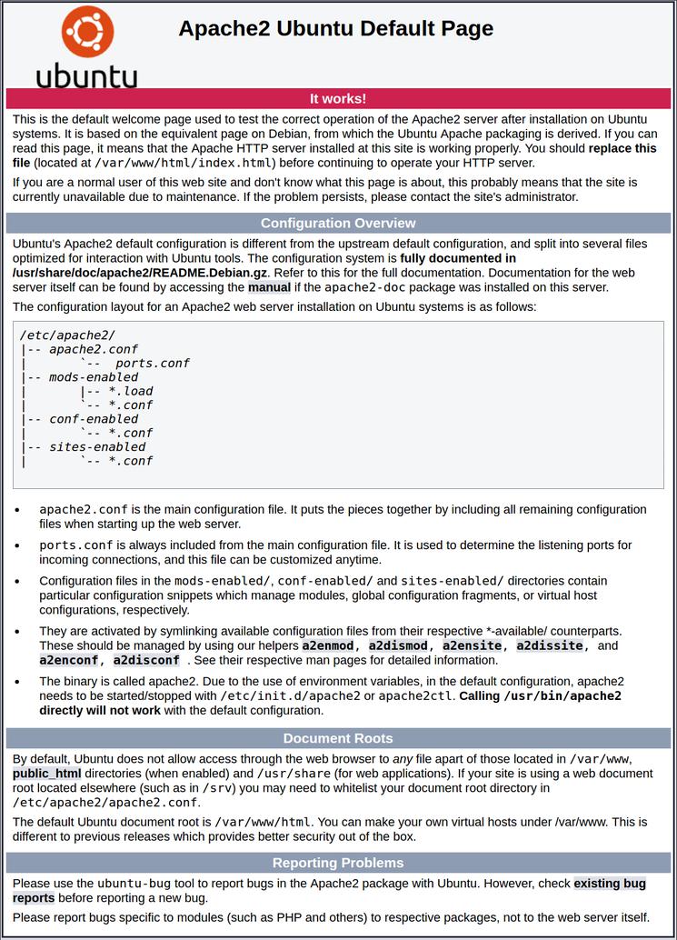 Apache default page