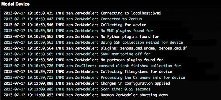 Zenoss model device log information