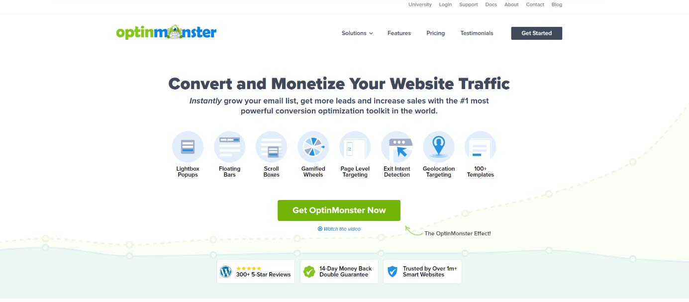 Website of premium WordPress plugins OptinMonster