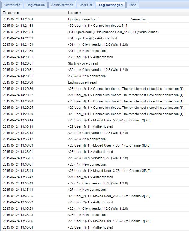 日志消息选项卡