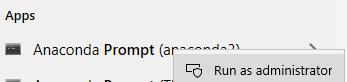 Access Anaconda Prompt as admin