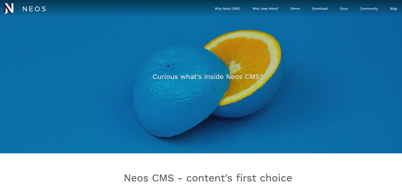 The CMS Neos homepage CMS Neos 主页