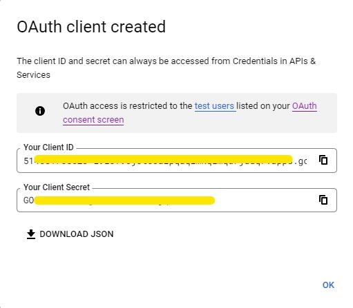 Google 客户端 ID 和密码