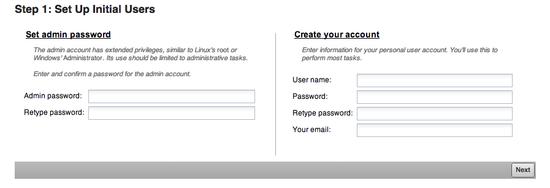 Zenoss set up initial users page