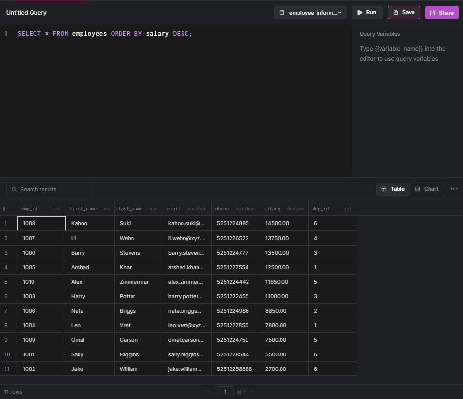 regular query result view in Arctype
