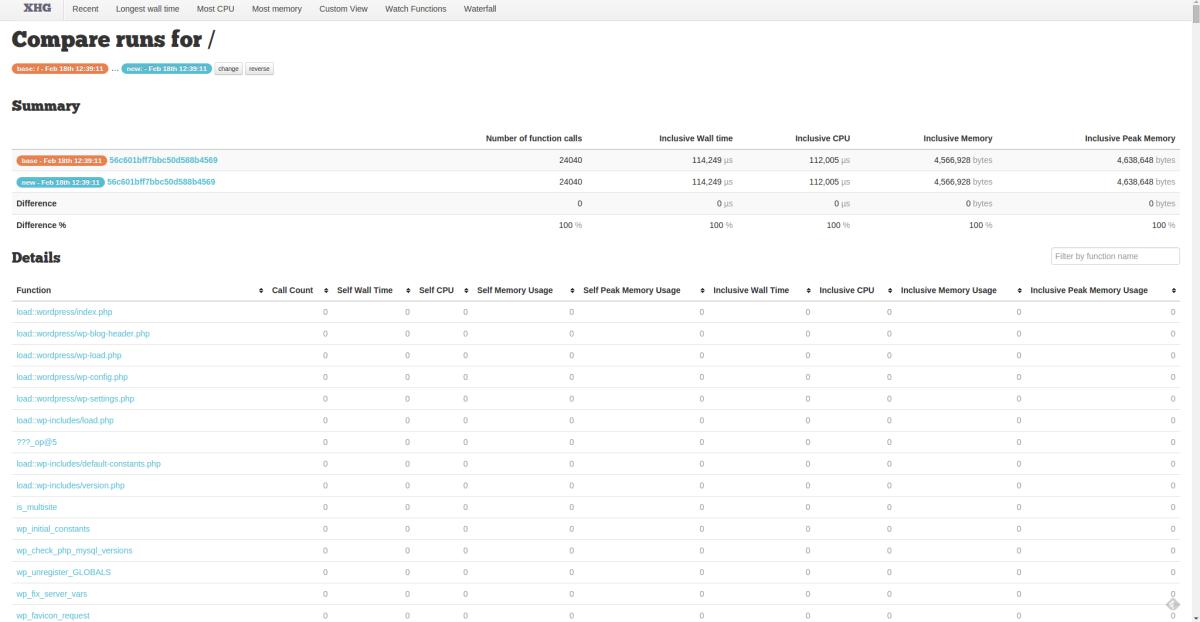 Image 05: XHGui Comparing Runs