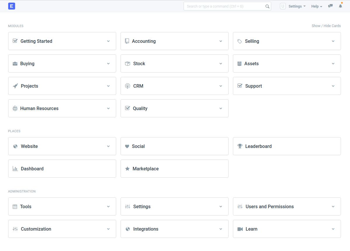 ERPNext 12 Dashboard