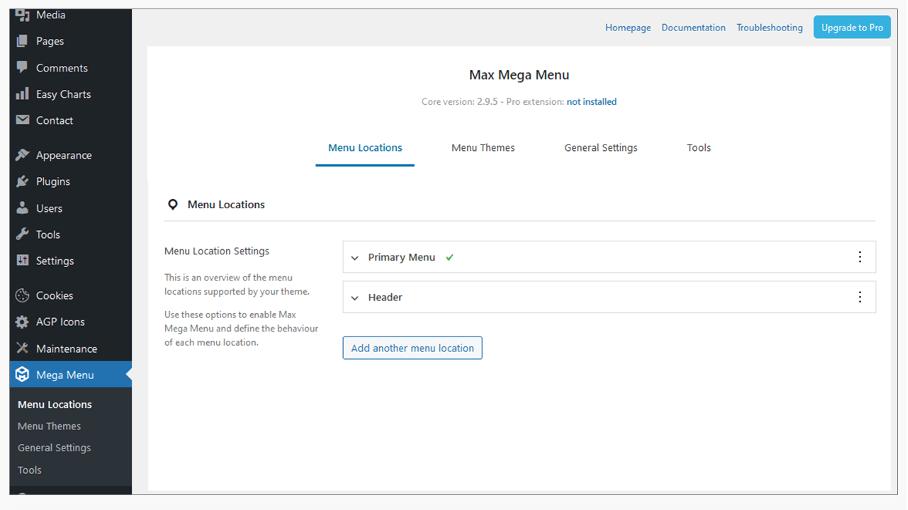 Screenshot of the admin interface in Max Mega Menu Screenshot of the admin interface in Max Mega Menu
