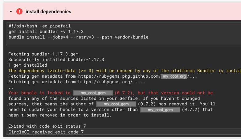 CircleCI cannot find my gem in any of the sources listed in the Gemfile