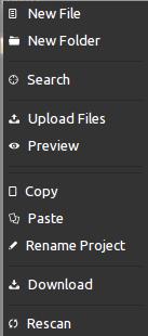 Codiad context menu