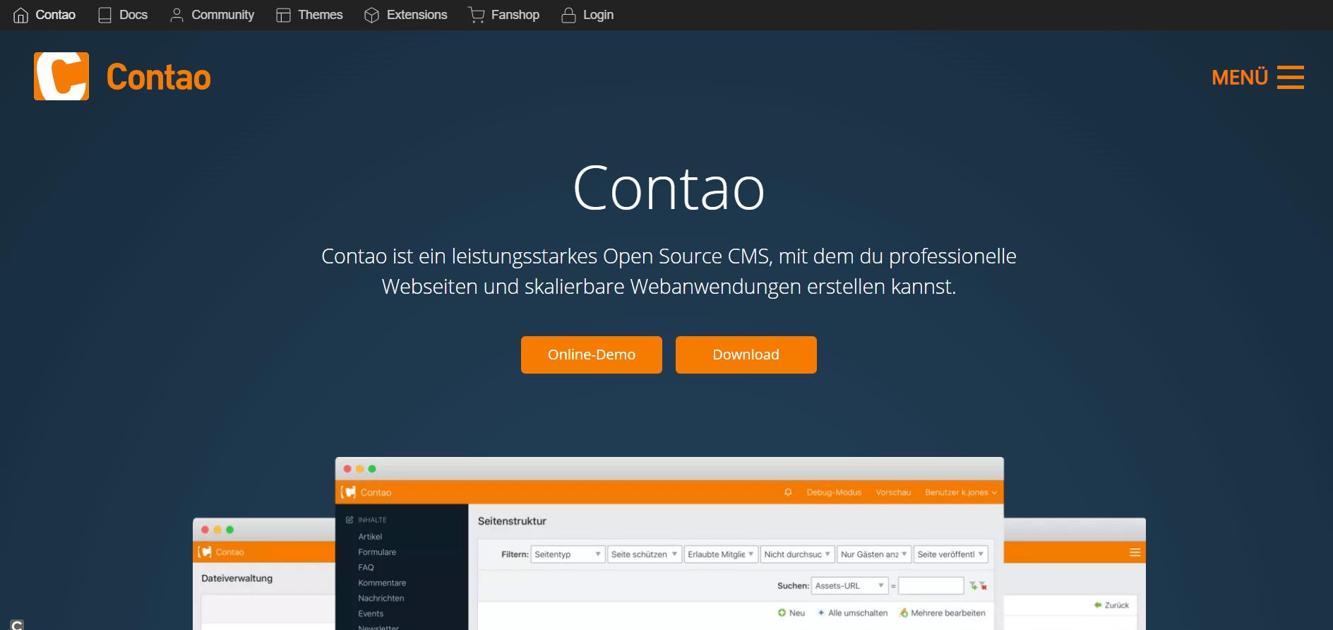 The homepage of the Contao project 康涛项目主页