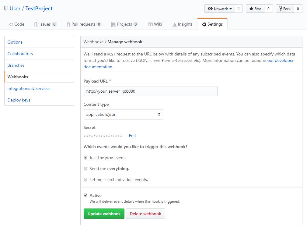Webhooks Page