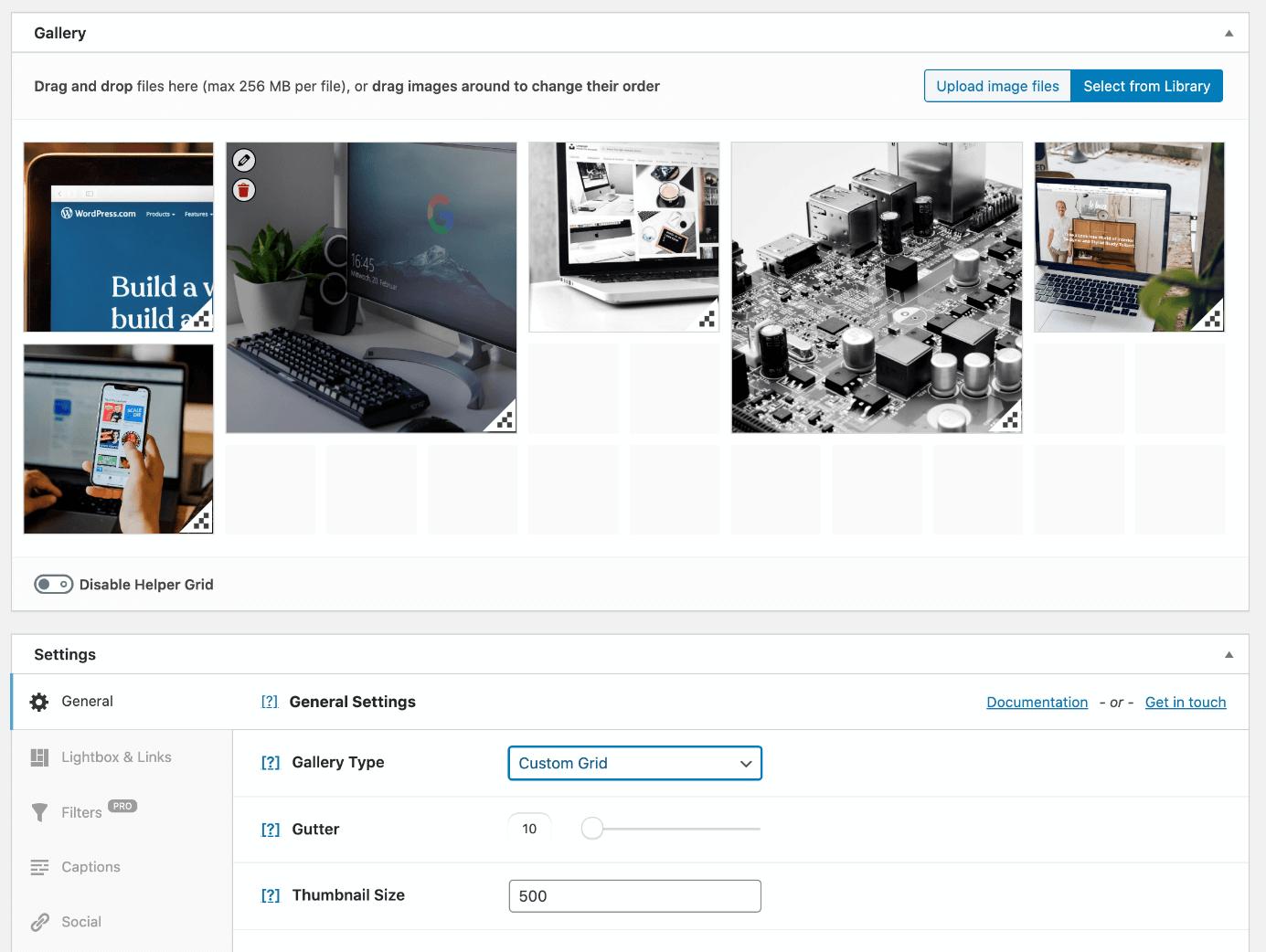 When using the custom grid gallery type, you can individually customize the sizes of your images When using the custom grid gallery type, you can individually customize the sizes of your images