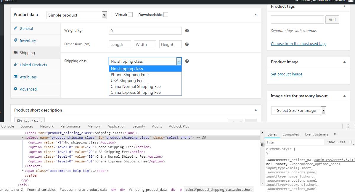 woocommerce shipping classes