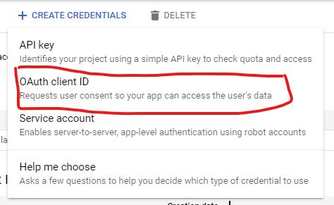 OAuth 客户端 ID 选项