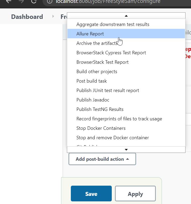 Jenkins run a shell command when build is failed as a post build action