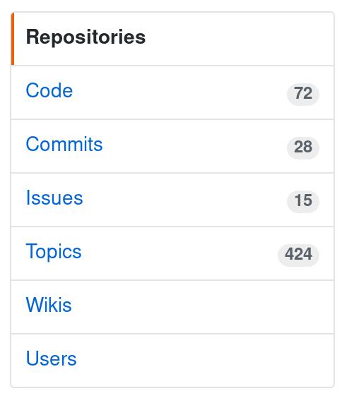 GitHub search types