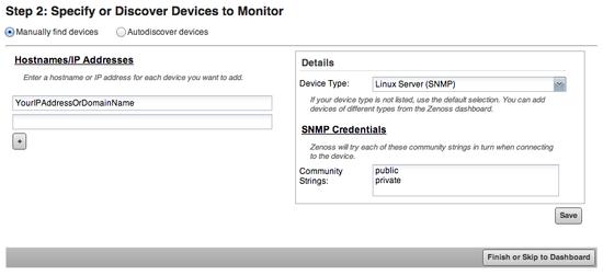 Zenoss Initial device setup
