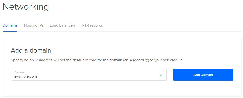 Add base domain in DigitalOcean DNS control panel