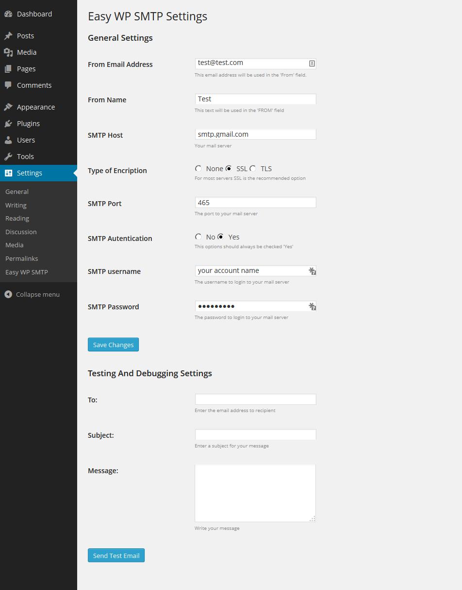 Wordpress WP SMTP