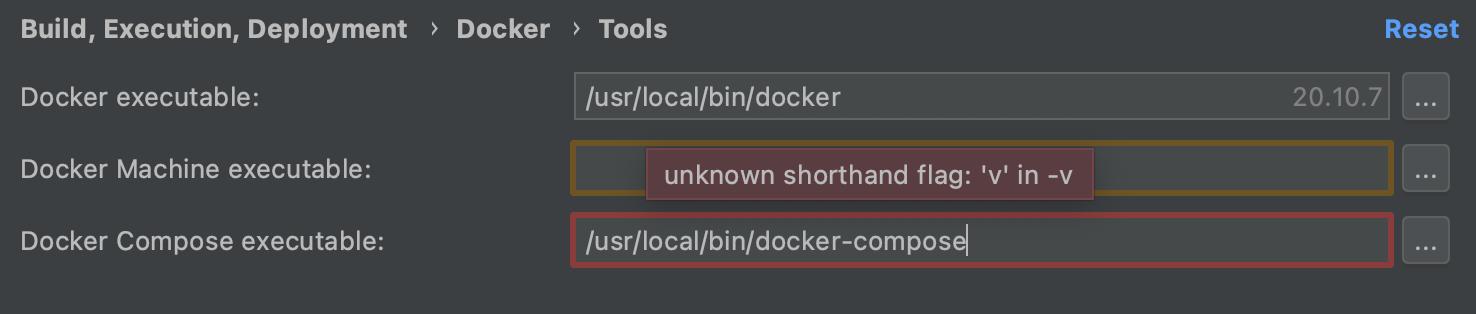 Docker-compose unknown shorthand flag: 'v' in -v