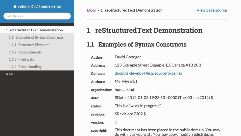 Demo theme with tocdepth=3