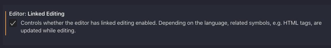 Settings > Linked Editing