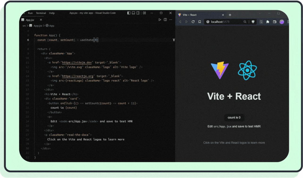 GIF 展示了 Vite HMR 的运行情况