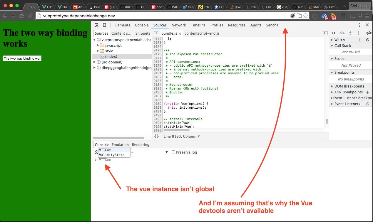 浏览器中缺少开发工具