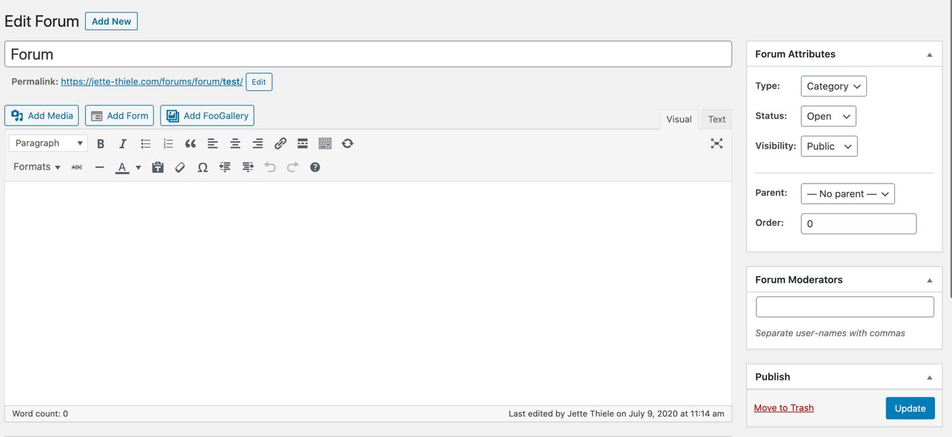 bbPress in the WordPress admin area