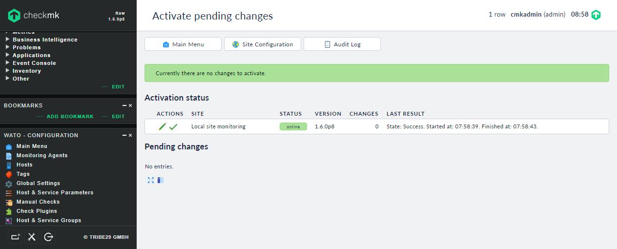 Successfully activated configuration changes