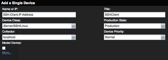 Zenoss Add device dialog