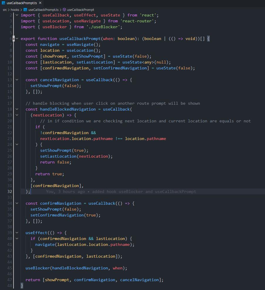 useCallbackPrompt Hook