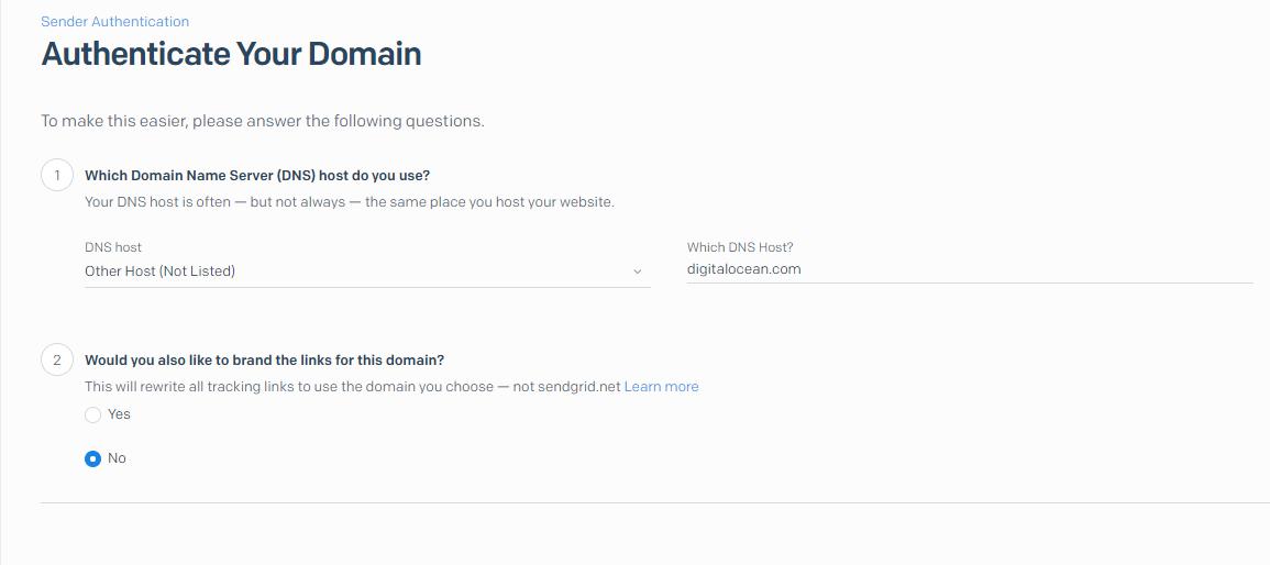 SendGrid choose DNS host
