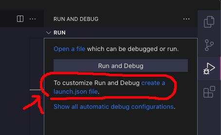 VS Code - Debug Panel - no existing configurations