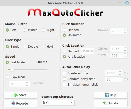 XClicker is a Simple Auto Clicker for Linux Desktops