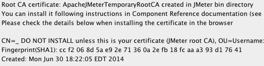 Temporary Certificate Created
