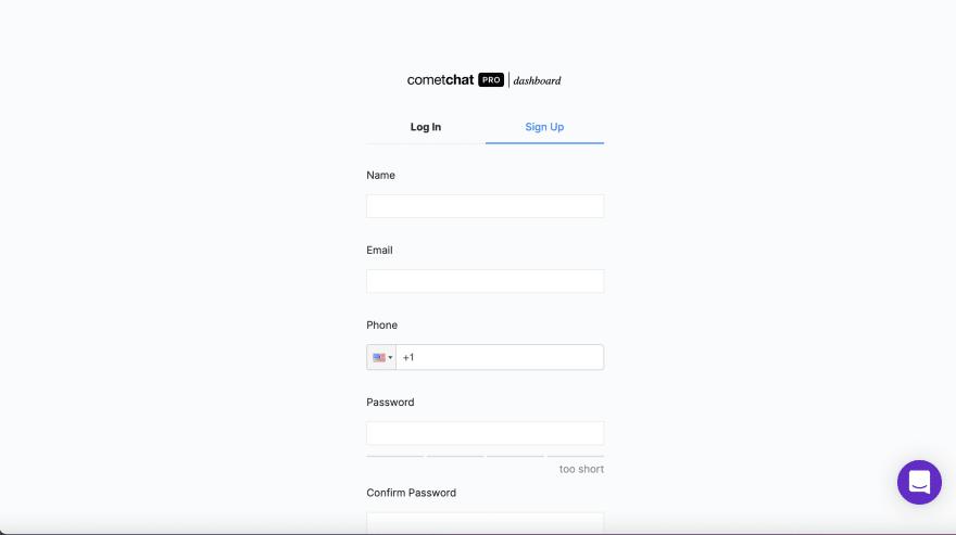 如果没有,请注册一个新的 CometChat 帐户