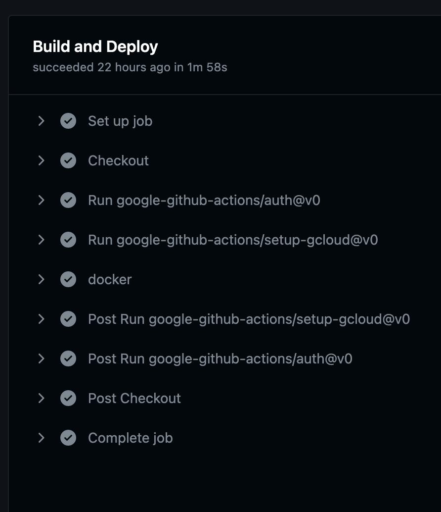 图片是来自 GitHub Actions UI 的屏幕截图,显示“构建和部署”工作流程步骤。