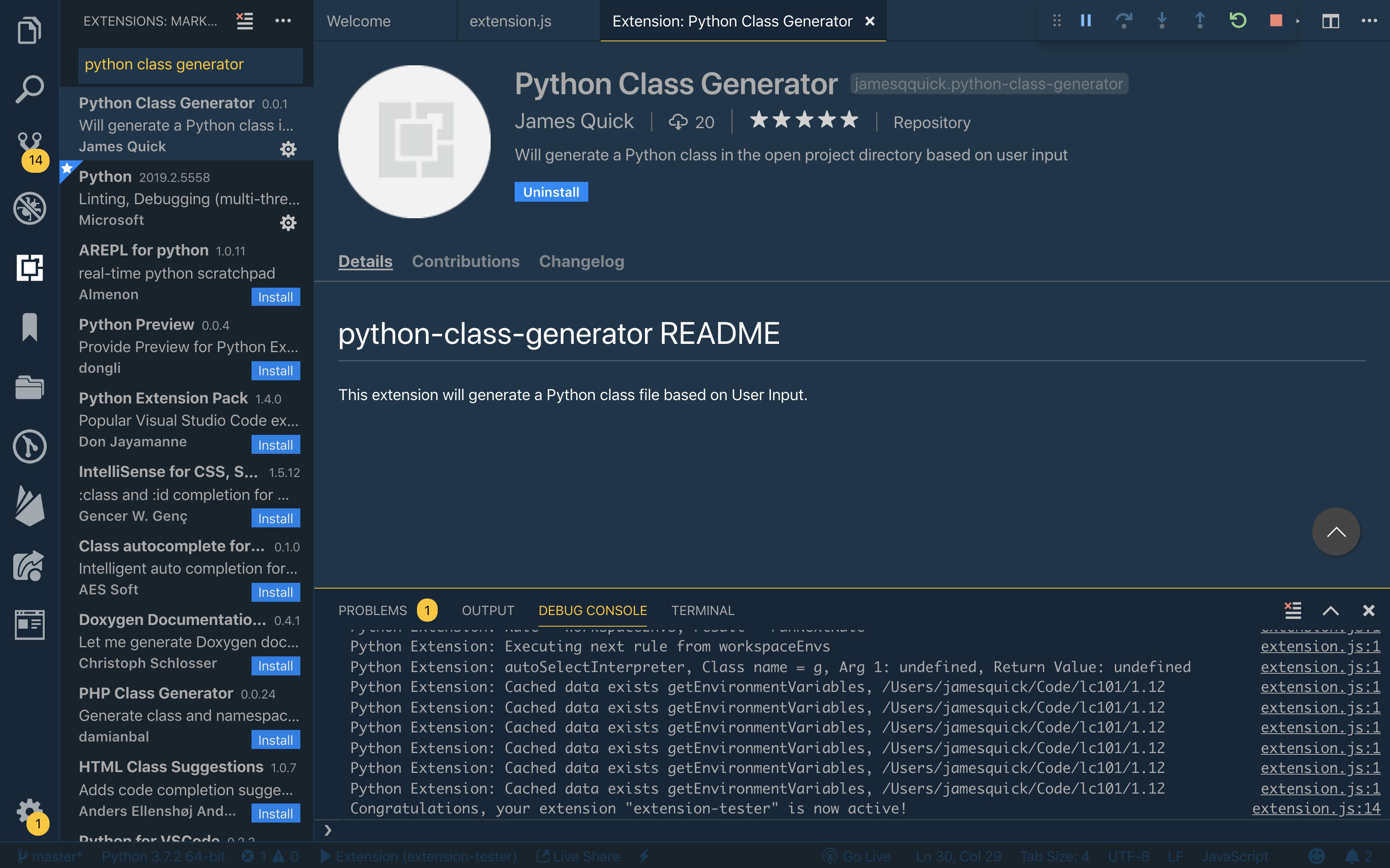 Python Class Generator
