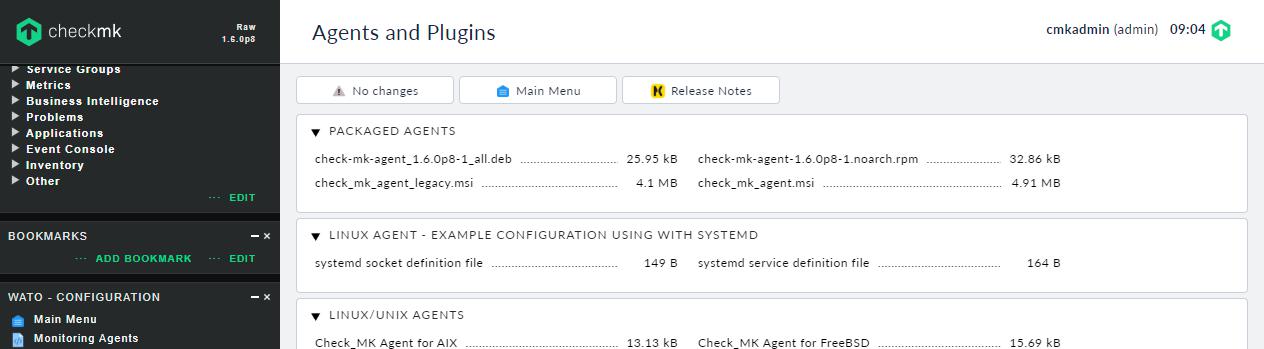 List of available packaged monitoring agents