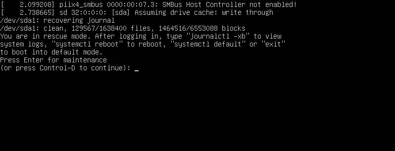 Command line maintenance mode prompt in Ubuntu 18.04