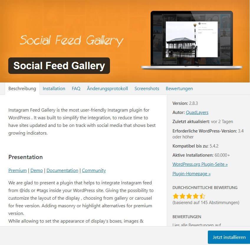 WordPress Instagram plug-in: Social Feed Gallery